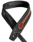 Leather Guitar Bass Strap 3.25" Dual Color Padded Black By Great American