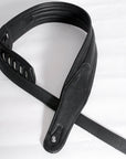 Leather Guitar Bass Strap 3.25" Dual Padded Black By Great American