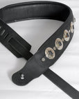 Leather Guitar Bass Strap 3.25" Concho Dual Padded Black Great American