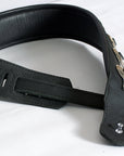 Leather Guitar Bass Strap 3.25" Concho Dual Padded Black Great American