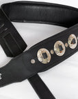 Leather Guitar Bass Strap 3.25" Concho Dual Padded Black Great American