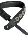 Leather Guitar Bass Strap 3.25" Concho Dual Padded Black Great American
