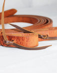 Hilason Leather Horse Split Reins Water Loops Tie Laces Brown