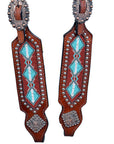 Hilason Western Horse One Ear Headstall Bridle American Leather Turquoise