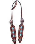Hilason Western Horse One Ear Headstall Bridle American Leather Turquoise