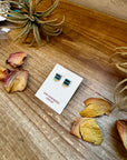 Zuni-Made Kingman Turquoise Square Stud Earrings by Davis Kaamasee – Sterling Silver