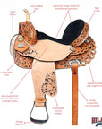 17 In HILASON Western Horse Saddle American Leather Flex Tree Trail & Pleasure Rough Out