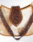 American Darling ADBGS101TAW Hobo Hand Tooled Hair On Genuine Leather Women Bag Western Handbag Purse