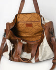American Darling ADBGS174BRW Duffel Hair On Genuine Leather Women Bag Western Handbag Purse