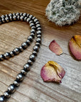 54 inch Necklace - 10 mm & 10 mm saucer Sterling Silver Pearls