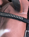 Hilason Flat Braided Paracord Horse Headstall Bridle Black W/ Crystals