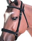 Hilason Flat Braided Paracord Horse Headstall Bridle Black W/ Crystals
