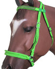Hilason Flat Braided Paracord Horse Headstall Bridle Black W/ Crystals