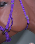 Hilason Flat Braided Paracord Horse Headstall Bridle Black W/ Crystals
