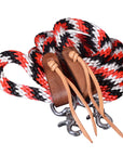 5/8 in x 8 ft HILASON Poly Roper Reins Scissor Snap Black & Red & White