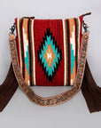 American Darling ADBG217 Large Crossbody Hand Tooled Saddle Blanket Genuine Leather Women Bag Western Handbag Purse