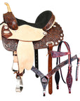 HILASON Western Genuine Leather Horse Saddle With Headstall & Breast Collar Tack Set