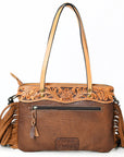 American Darling ADBGS124BRW Tote Hand Tooled Hair On Genuine Leather Women Bag Western Handbag Purse