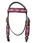 Hilason Western Horse One Ear Headstall Bridle American Leather Beaded