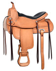 HILASON Western Horse Saddle American Leather Flex Tree Trail & Pleasure Oiled Tan