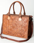 American Darling Briefcase Hand Tooled Genuine Leather Women Bag Western Handbag Purse
