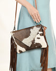 American Darling ADBG238BRW Envelope Hair-On Genuine Leather Women Bag Western Handbag Purse