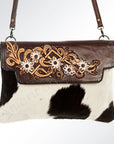 American Darling ADBG241 Envelope Hand Tooled Hair On Genuine Leather Women Bag Western Handbag Purse