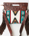 American Darling ADBG247 Clutch Hand Tooled Saddle Blanket Genuine Leather Women Bag Western Handbag Purse