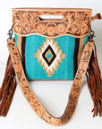 American Darling ADBG248 Clutch Hand Tooled Saddle Blanket Genuine Leather Women Bag Western Handbag Purse