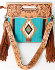 American Darling ADBG248 Clutch Hand Tooled Saddle Blanket Genuine Leather Women Bag Western Handbag Purse