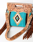 American Darling ADBG248 Clutch Hand Tooled Saddle Blanket Genuine Leather Women Bag Western Handbag Purse