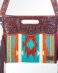 American Darling ADBG250 Clutch Hand Tooled Saddle Blanket Genuine Leather Women Bag Western Handbag Purse