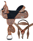 HILASON Western Horse Saddle Treeless American Leather Barrel Racing | Horse Saddle | Western Saddle | Treeless Saddle | Saddle for Horses | Horse Leather Saddle