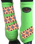 Hilason Horse Medicine Sports Boots Rear Hind Leg Green Aztec