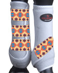 Hilason Horse Medicine Sports Boots Rear Hind Leg White Aztec