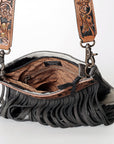 American Darling ADBGS172BKW Cross Body Hand Tooled Hair On Genuine Leather Women Bag Western Handbag Purse