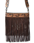American Darling ADBGS172BRW Cross Body Hand Tooled Hair On Genuine Leather Women Bag Western Handbag Purse