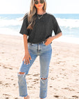 Kathryn Bow Decor Glittery Short Sleeve Top