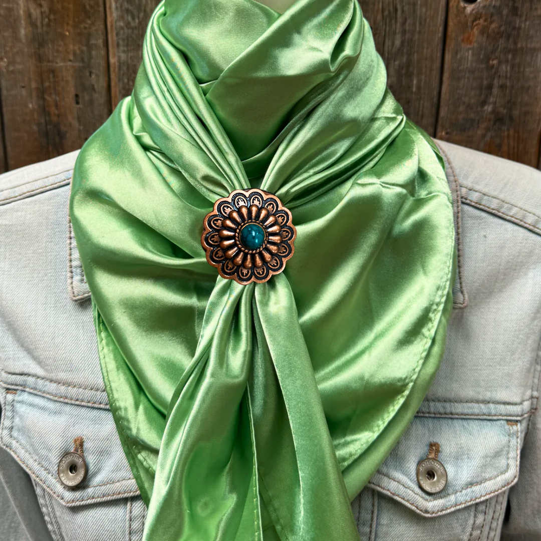 35X35" Solid Lime Wild Rag / Scarf WRS26 - Western Concho Wild Rag Slides - Assorted