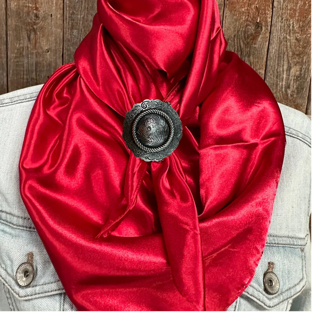 35X35" Solid Electric Red Wild Rag / Scarf WRS10 - Western Concho Wild Rag Slides - Assorted
