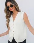 Izabella V Neck Buttoned Sweater Vest
