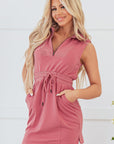 Nayeli Zipped Collar Drawstring Waist Dress