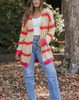 Josephine Stripe Long Knitted Cardigan