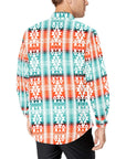 Turquoise Orange Aztec Unisex Western Button UP Shirt