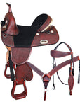 Hilason Treeless Trail Barrel American Leather Saddle Tack Set