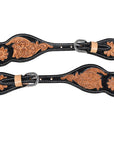 Hilason Western Cowboy Cowgirl Heavy Duty Genuine Leather Slobber Straps Black