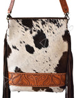 American Darling ADBG329 Hand Tooled Hair On Genuine Leather Women Bag Western Handbag Purse