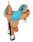 Western Horse Barrel Saddle Treeless American Leather Oiled Hilason