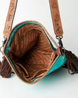 American Darling Messenger Hand Tooled Hair On Genuine Leather Women Bag Western Handbag Purse