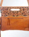 American Darling Clutch Hand Tooled Saddle Blanket Fabric Genuine Leather Western Women Bag Handbag Purse | Purses for Cute